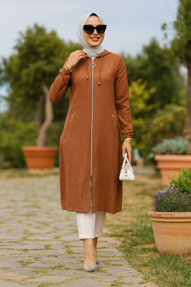 Modest Brown Coat 70792KH - 1