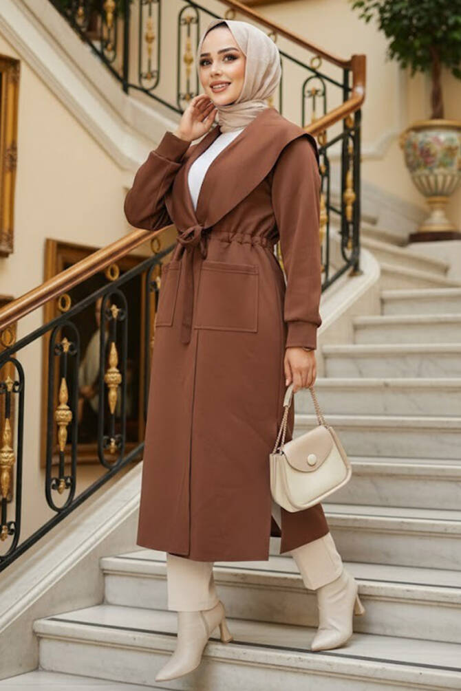 Modest Brown Coat 72112KH - 1
