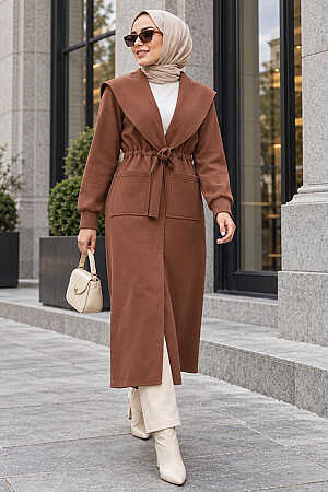 Modest Brown Coat 72112KH - 1