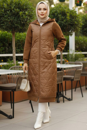 Modest Brown Coat 80291KH - NEVA STYLE