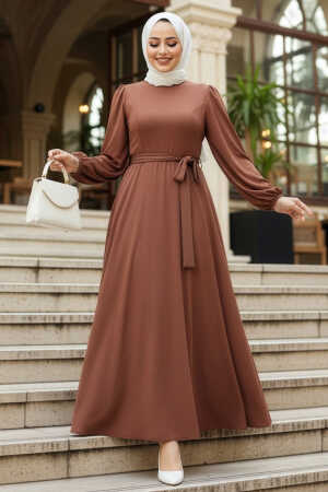 Modest Brown Dress For Plus Size 23101KH - 1