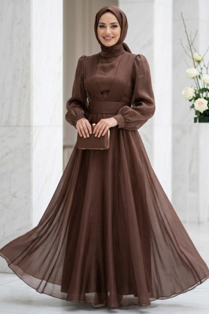 Modest Brown Evening Dress 45701KH - 1