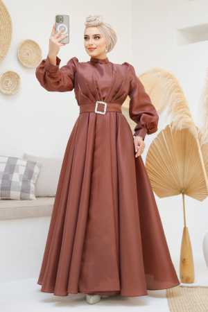 Modest Brown Evening Gown 45295KH - 3
