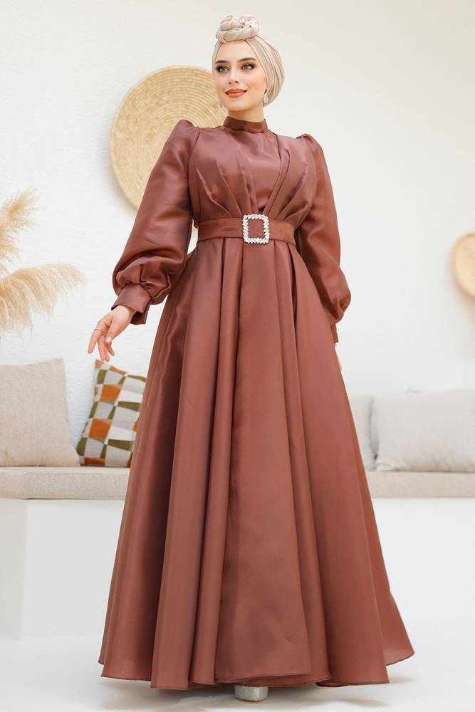 Modest Brown Evening Gown 45295KH - 1