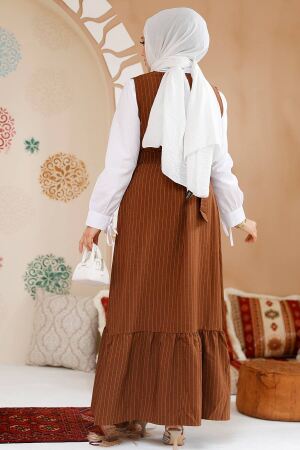 Modest Brown Gilet Dress 70501KH - 4