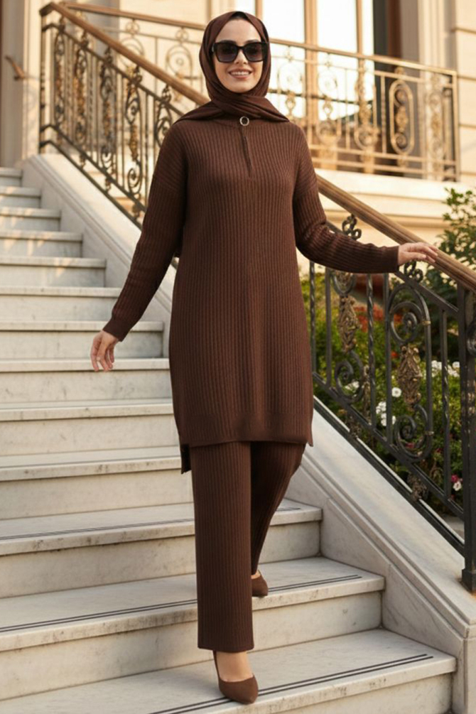 Modest Brown Knitwear Dual Suit 50627KH - 1