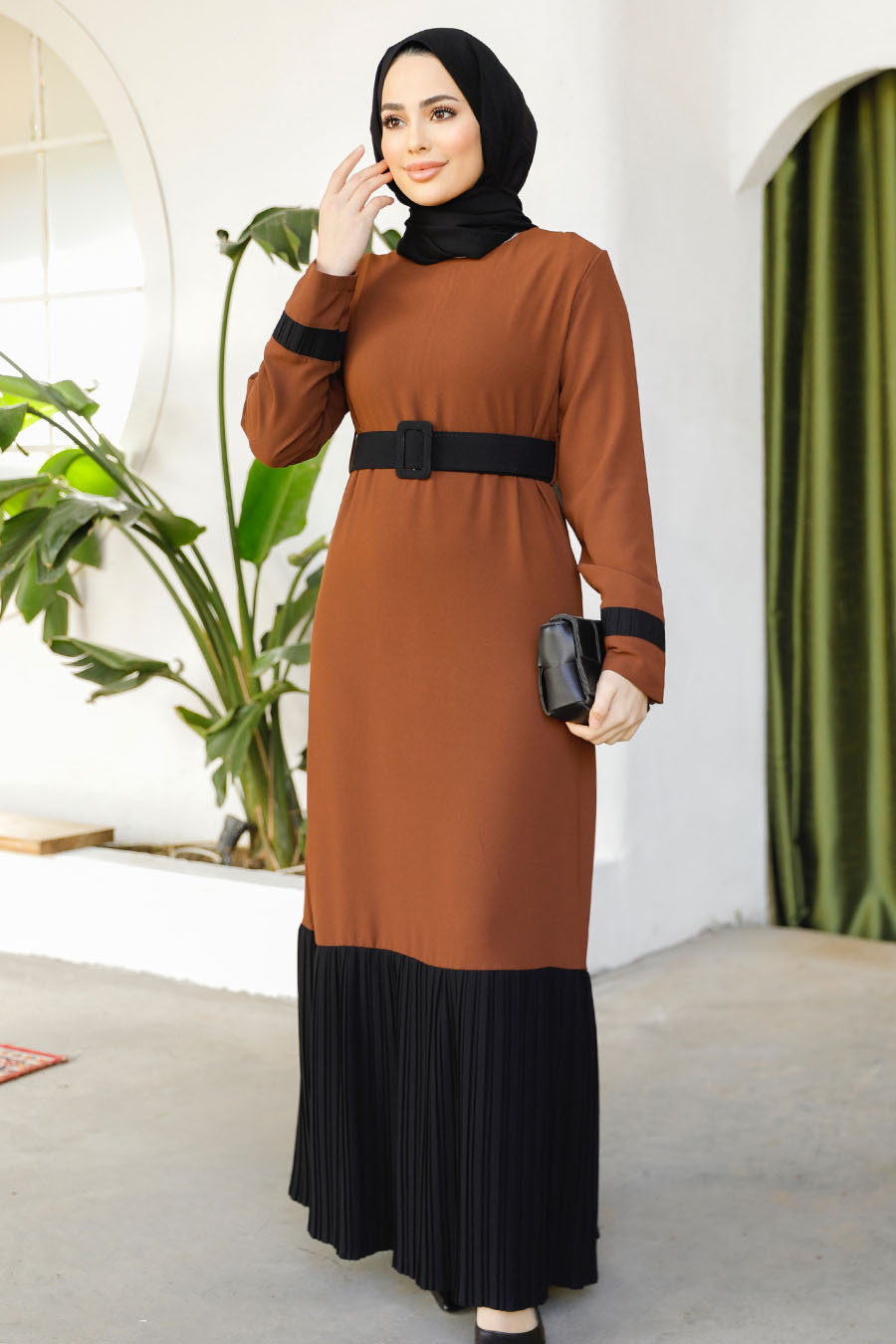 Modest Brown Long Sleeve Maxi Dress 51954KH - Neva-style.com Modest Brown Long Sleeve Maxi Dress 51954KH - Neva-style.com