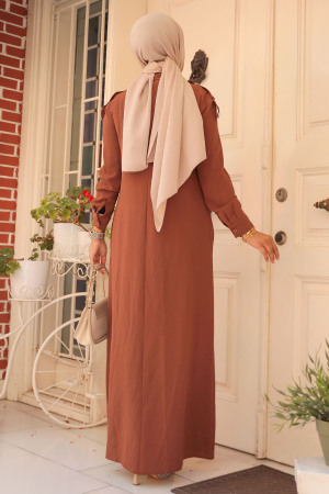 Modest Brown Maxi Dress 12501KH - 3