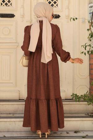Modest Brown Maxi Dress 6731KH - 4