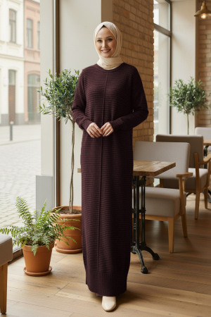 Modest Brown Maxi Knitwear Dress 3164KH - 1
