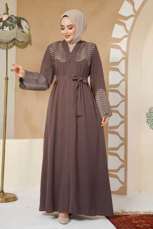Modest Brown Plus Size Abaya 29105KH - 1