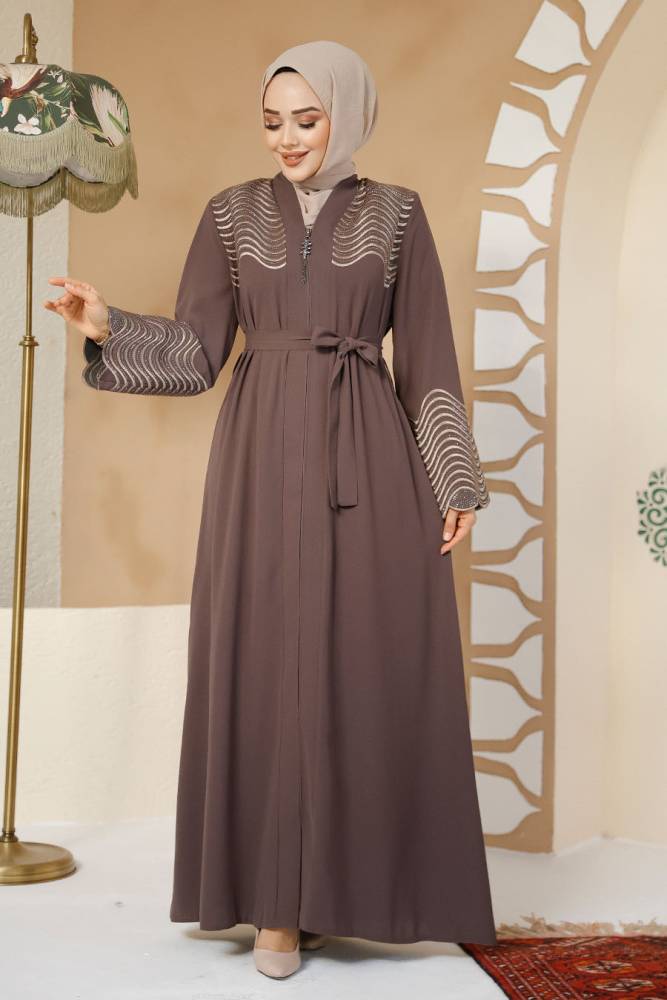 Modest Brown Plus Size Abaya 29105KH - 1