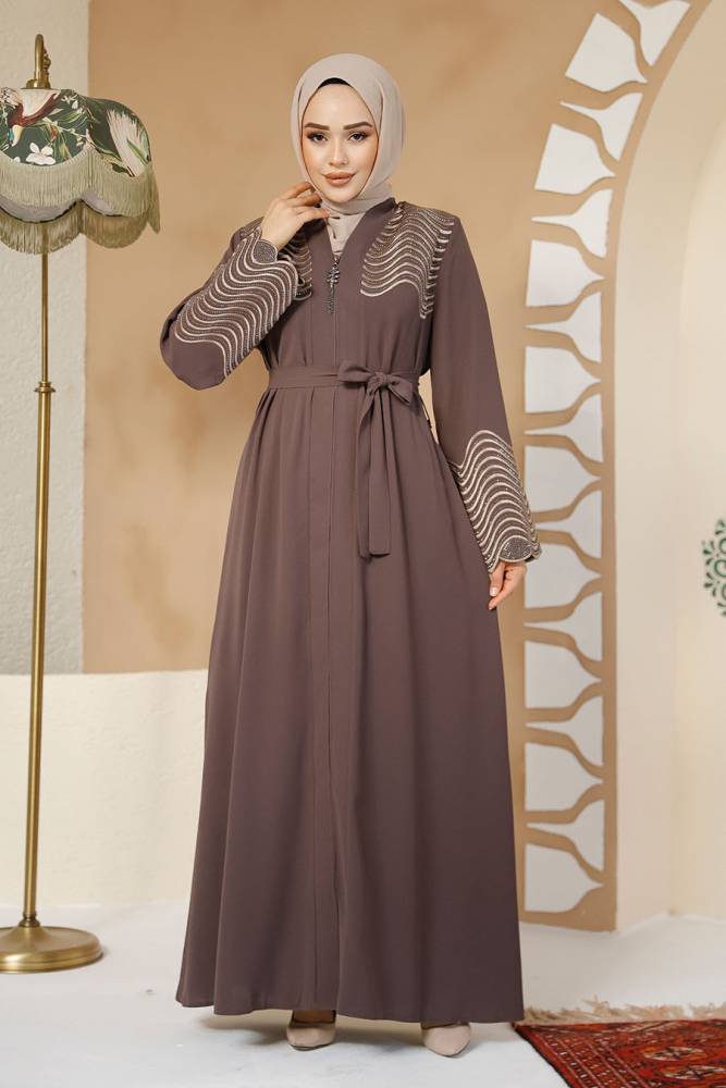 Modest Brown Plus Size Abaya 29105KH - 2