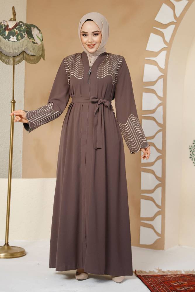Modest Brown Plus Size Abaya 29105KH - 3