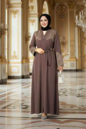 Modest Brown Plus Size Abaya 29105KH - 1