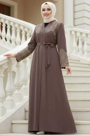 Modest Brown Plus Size Abaya 29105KH - 1