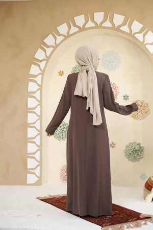 Modest Brown Plus Size Abaya 29119KH - 3