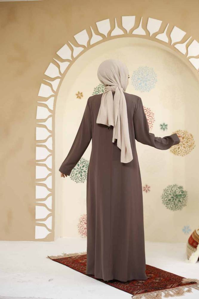 Modest Brown Plus Size Abaya 29119KH - 3