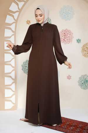 Modest Brown Plus Size Abaya 35168KH - 2