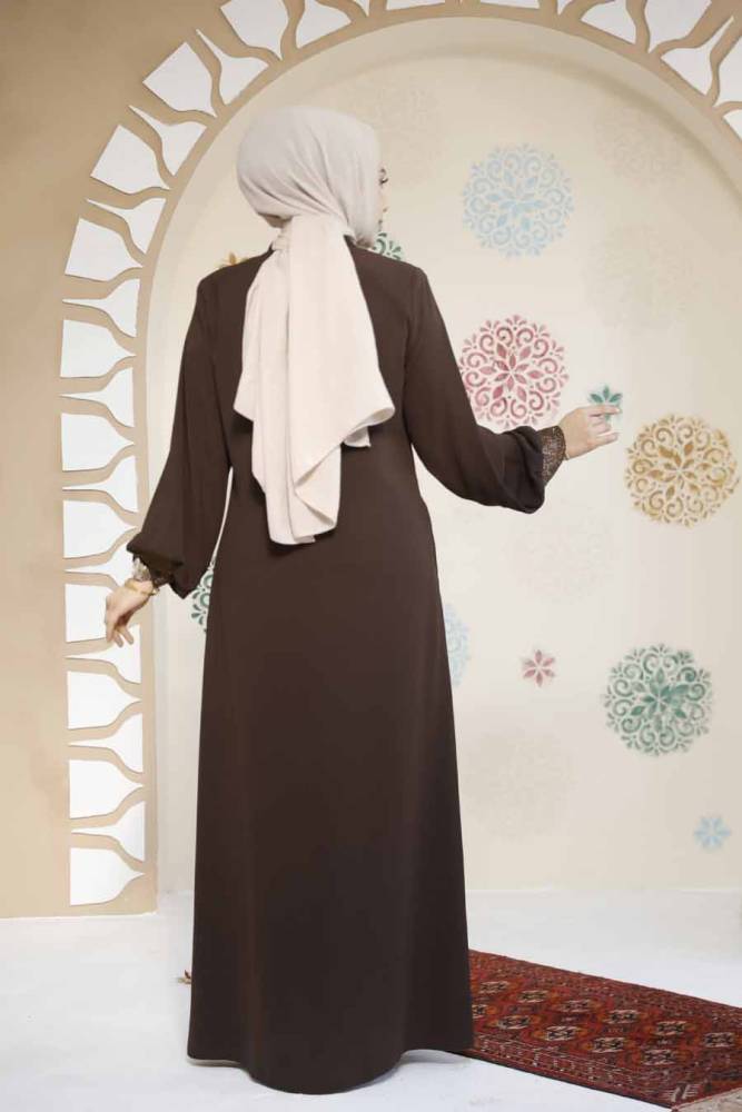 Modest Brown Plus Size Abaya 35168KH - 4