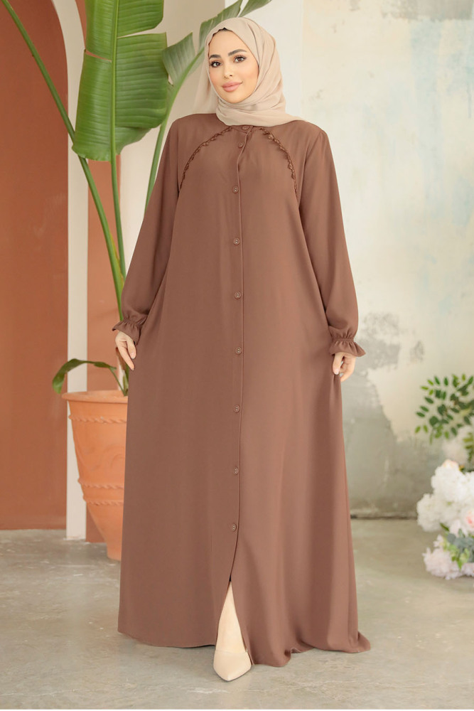 Modest Brown Plus Size Abaya 45275KH - 2