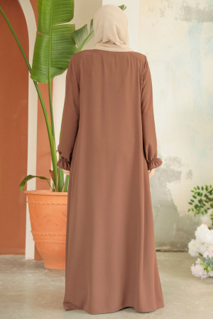 Modest Brown Plus Size Abaya 45275KH - 3