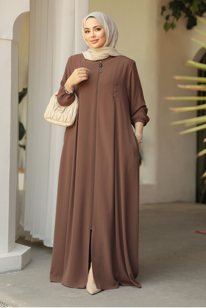 Modest Brown Plus Size Abaya 45282KH - 1