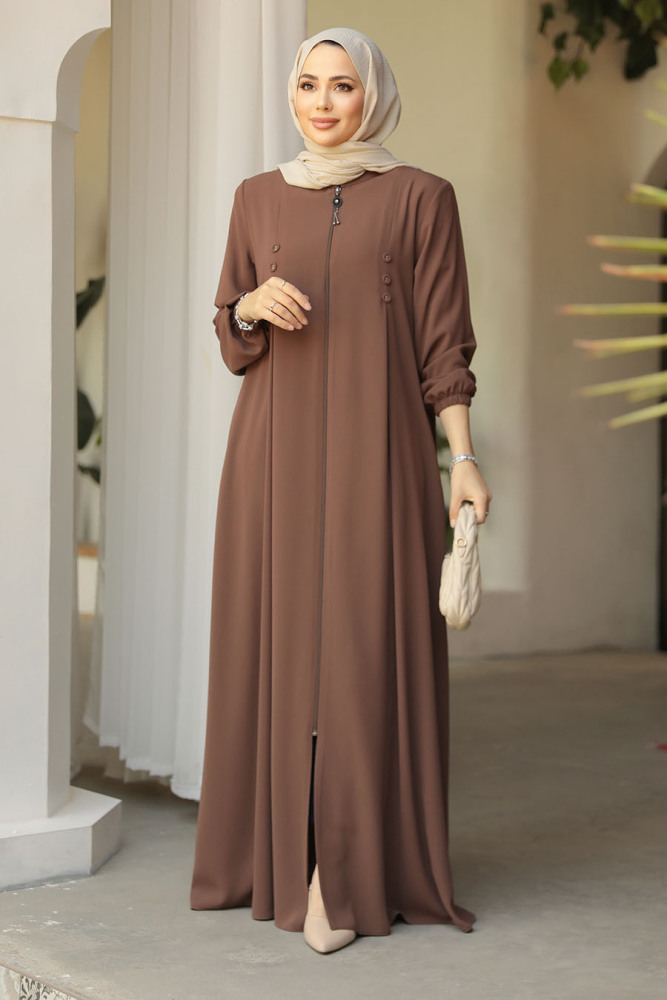 Modest Brown Plus Size Abaya 45282KH - 2