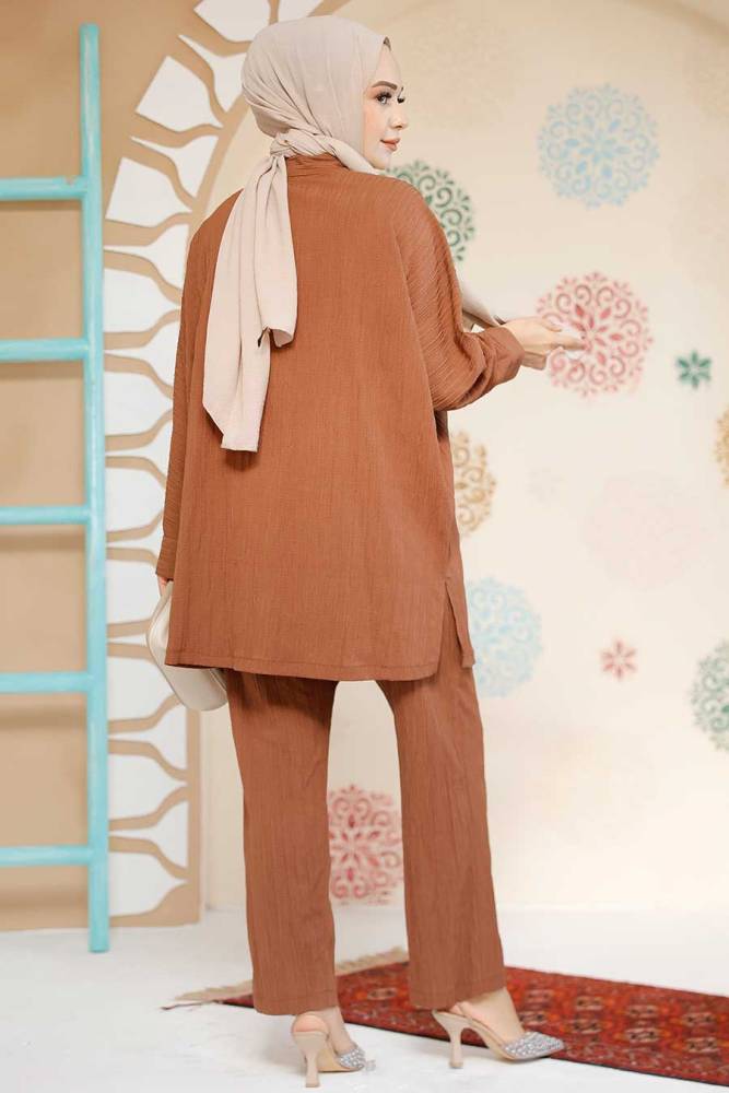 Modest Brown Plus Size Dual Suit 2817KH - 3