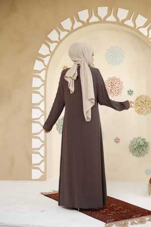 Modest Brown Plus Size Dubai Abaya 29120KH - 4