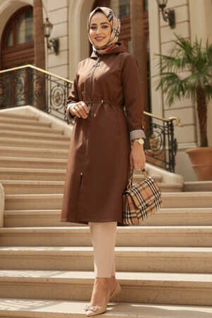 Modest Brown Trench Coat 69721KH - 1
