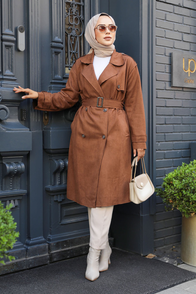Modest Brown Trench Coat 72091KH - 1