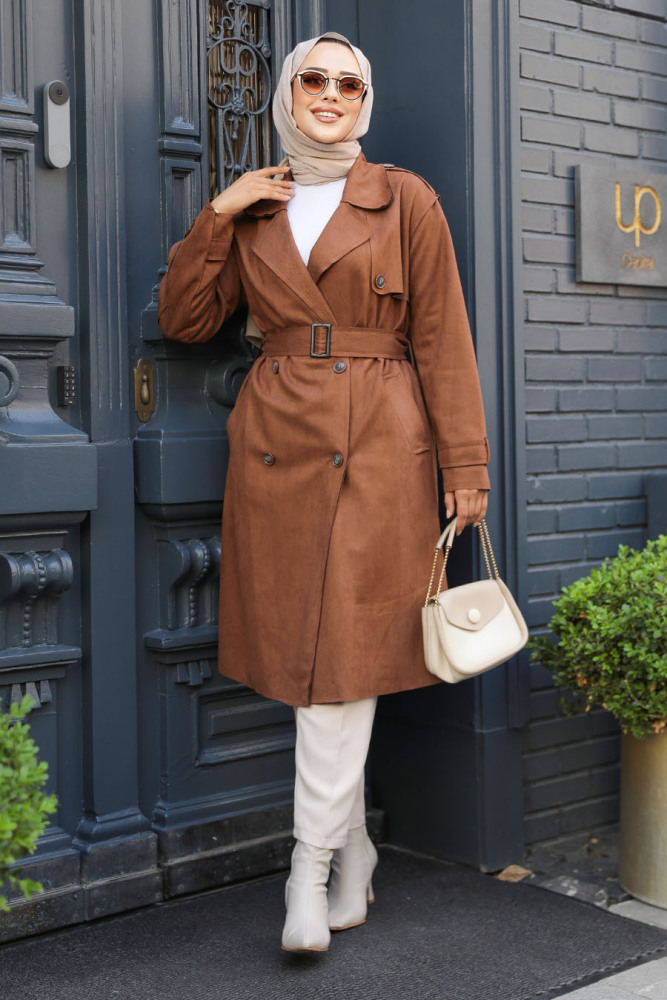 Modest Brown Trench Coat 72091KH - 2