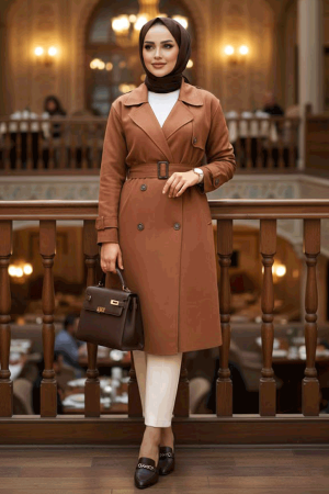 Modest Brown Trench Coat 72091KH - 1