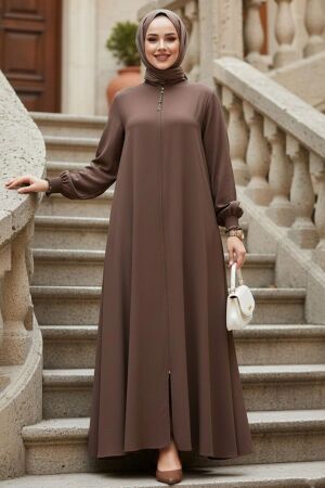 Modest Brown Turkish Abaya 45287KH 