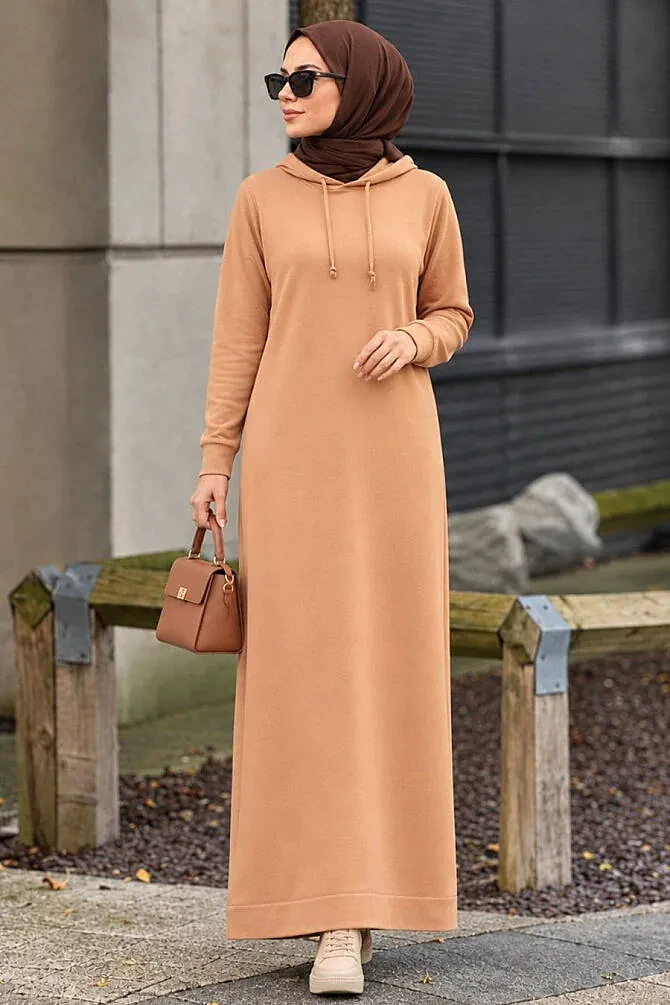 Modest Camel Long Dress 50421C - 1