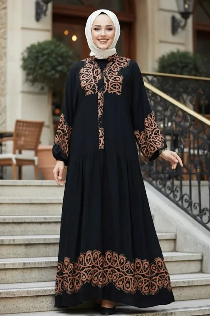 Modest Camel Maxi Dress 18237C - 1