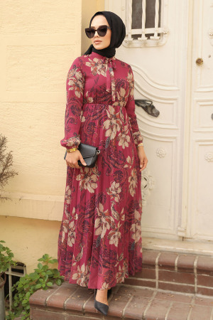 Modest Cherry Chiffon Floral Dresses 50355VSN - 2