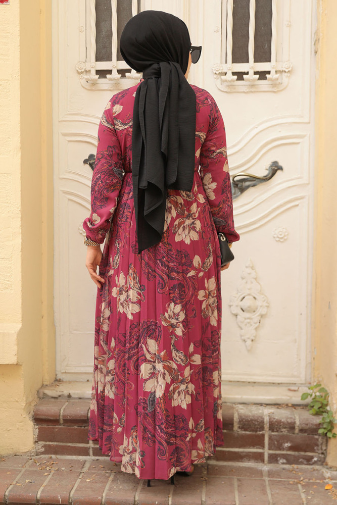 Modest Cherry Chiffon Floral Dresses 50355VSN - 3