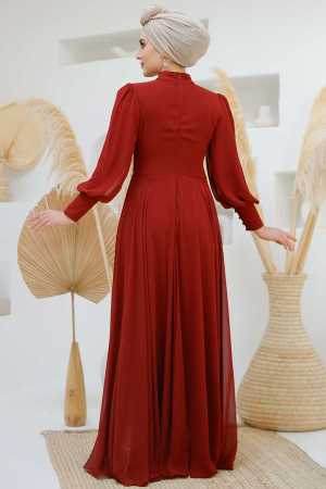 Modest Claret Red Engagement Dress 45221BR - 5