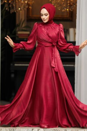 Modest Claret Red Evening Dress 48051BR 