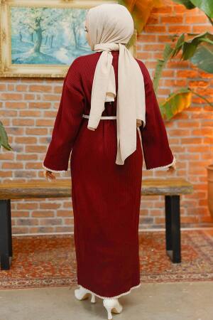 Modest Claret Red Knitwear Dress 34201BR - 3