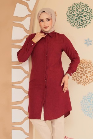 Modest Claret Red Plus Size Tunic 11734BR - 1