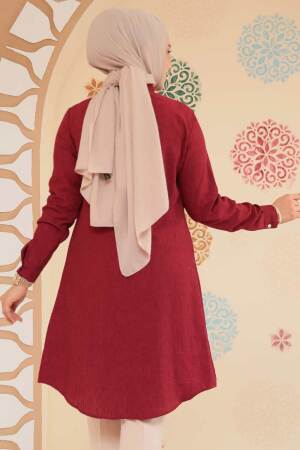 Modest Claret Red Plus Size Tunic 11734BR - 3