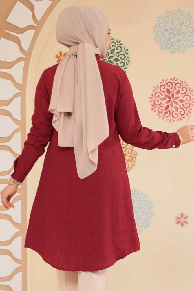 Modest Claret Red Plus Size Tunic 11734BR - 3