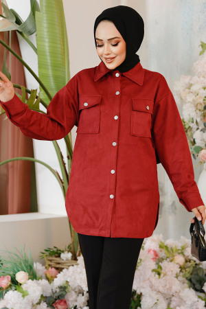 Modest Claret Red Suede Shirt 20305BR - 1