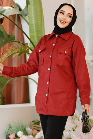 Modest Claret Red Suede Shirt 20305BR - 2