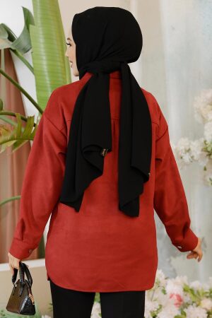 Modest Claret Red Suede Shirt 20305BR - 3