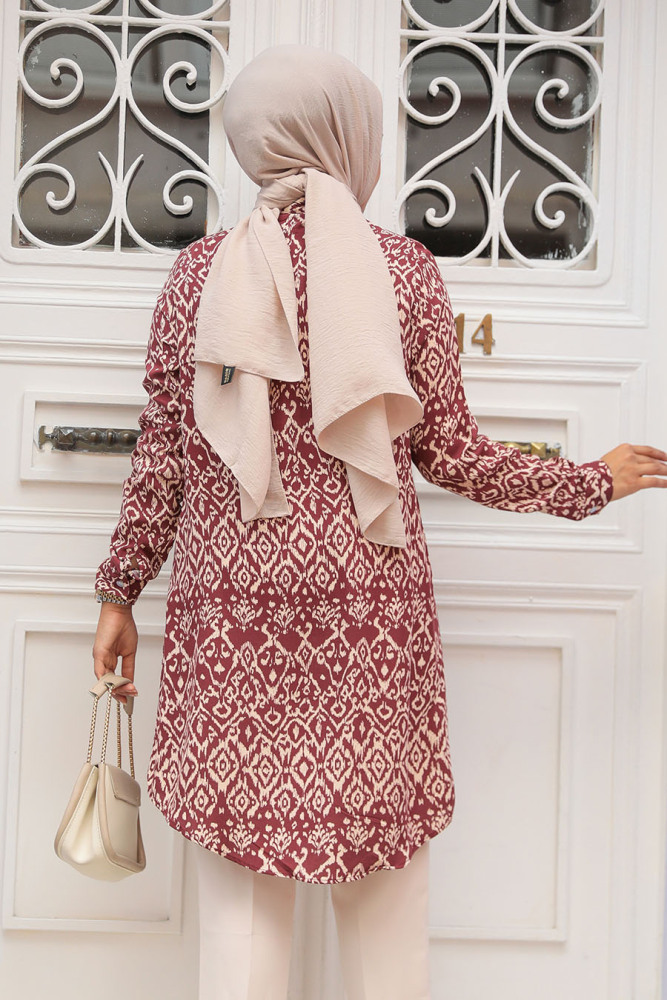 Modest Claret Red Tunic 11709BR - 3