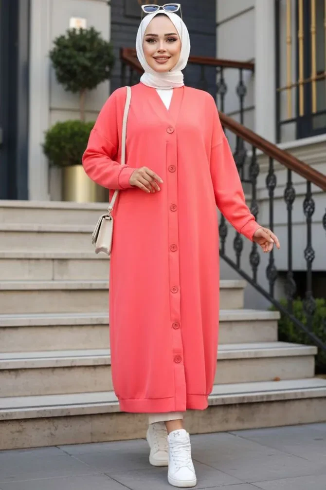 Modest Coral Coat 10421MR - 1